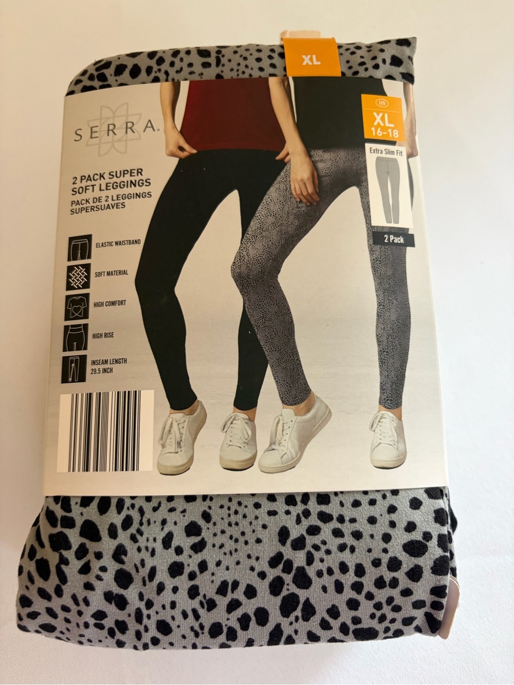 Serra Black & Gray Leopard Print 2-Pack Super Soft Leggings